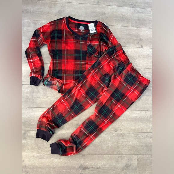New Cuddl Duds Velour Fleece Pajama Top & Banded Bottom Pajama Pants Sleep Set - Picture 8 of 10